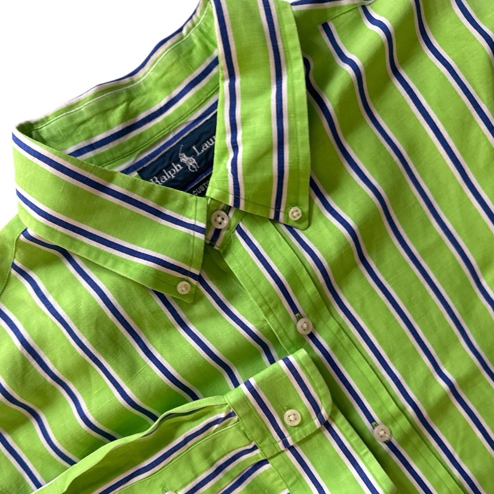 Ralph Lauren Custom Fit Silk & Linen Custom Fit Button Down XL Extra Large